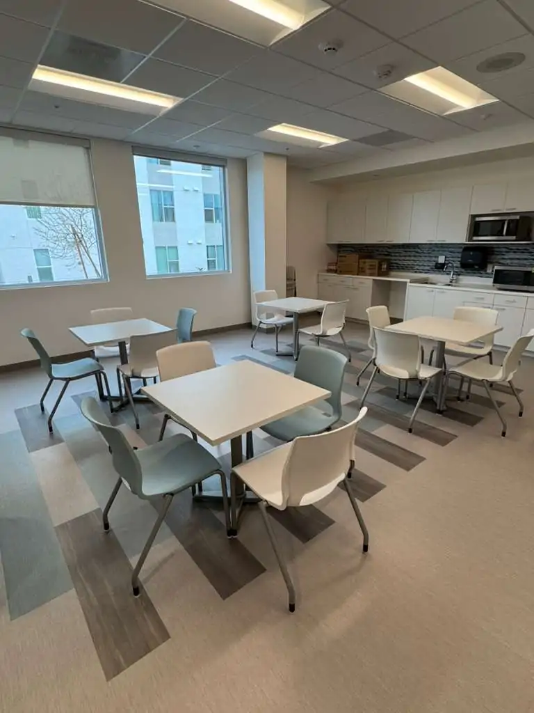 San Ysidro Health employee break room furniture in Downtown San Diego