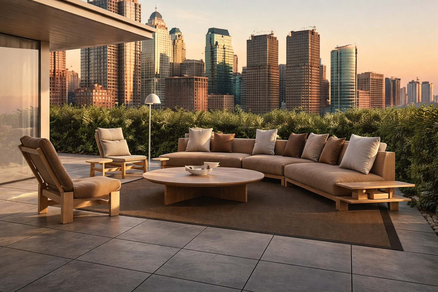 Kettal Bitta modular outdoor lounge seating on San Diego hotel rooftop terrace — Mobiliti Interiors